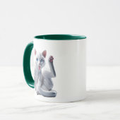 Un chat en 3D commence sa toilette. マグカップ (正面左)