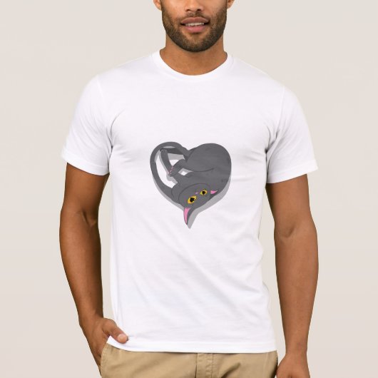 Un chat en forme de coeur  tシャツ (正面)