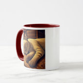 Un chat gris endormi dans un salon cosy. マグカップ (正面左)