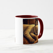 Un chat gris endormi dans un salon cosy. マグカップ (正面右)