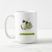 Un chat qui aime son bouquet de fleur. コーヒーマグカップ (左)