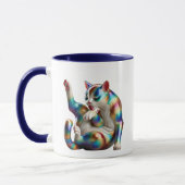 Un chat stylisé en 3D et couleurs métallisées. マグカップ (左)