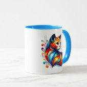 Un chat stylisée aux couleurs chaudes. マグカップ (正面右)