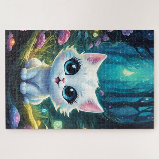 Un chaton blanc chibi ジグソーパズル (横)