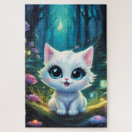 Un chaton blanc chibi ジグソーパズル (縦)