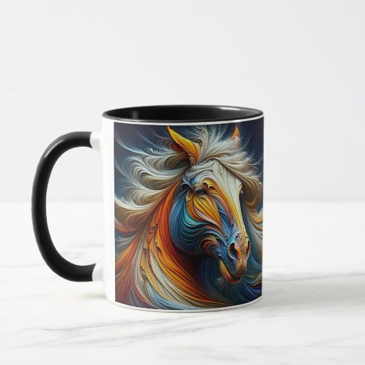 Un cheval crinière au vent. マグカップ (左)