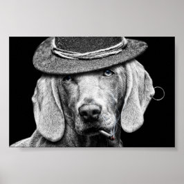 Un chien chic dans un chapeau punk. ポスター