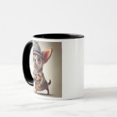 Un chien chihuahua détective à la loupe. マグカップ (正面左)