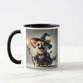  Un chien Chihuahua en sorcier magicien. マグカップ (左)