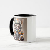 Un chien chihuahua pilote prêt à tout déchirer. マグカップ (正面左)