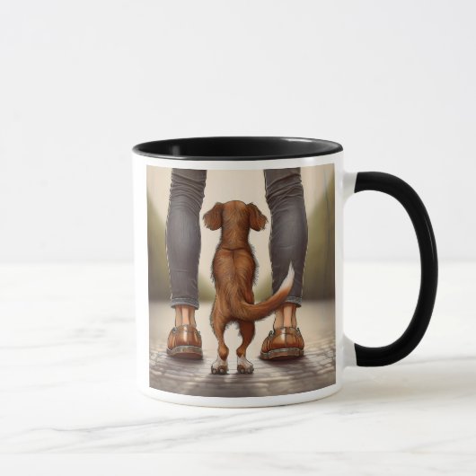 Un chien se promène avec son maître. マグカップ (右)