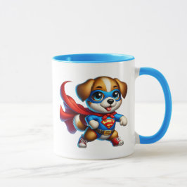 Un chiot super-héros avec sa cape. マグカップ
