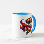 Un chiot super-héros avec sa cape. マグカップ (正面右)