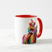 Un clown monte un cheval arc-en-ciel. マグカップ (正面右)