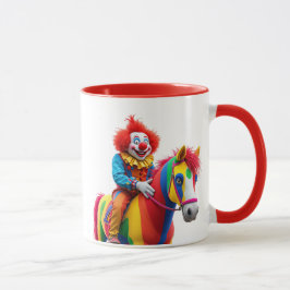 Un clown rigolo sur son cheval. マグカップ