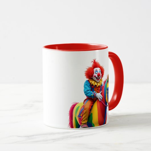Un clown rigolo sur son cheval. マグカップ (正面右)