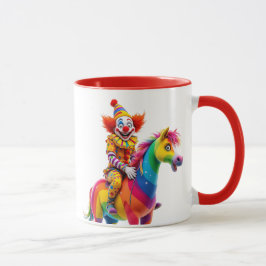 Un clown sur son cheval arc en ciel. マグカップ
