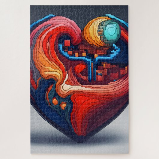 Un coeur vibrant en pixel art ジグソーパズル (縦)