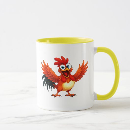 Un coq exubérant agite ses ailes. マグカップ (右)