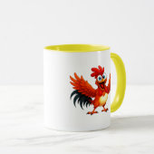 Un coq exubérant agite ses ailes. マグカップ (正面右)