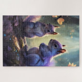 Un couple de mignons écureuils tout en lavande ジグソーパズル (横)