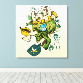 un crane ouvert sur de la fantaisie tête de mort キャンバスプリント (インサイチュ (ウッドフロア))