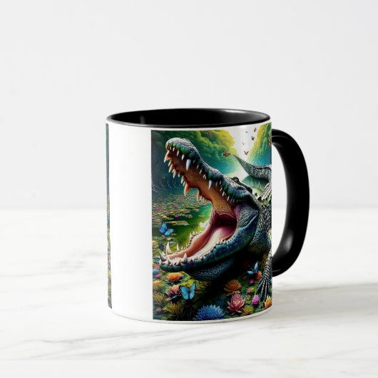 Un crocodile la gueule ouverte. マグカップ (正面右)
