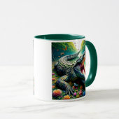 Un crocodile majestueux dans une jungle abondante. マグカップ (正面右)