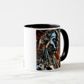 Un cyborg futuriste dans un monde en feu. マグカップ (正面右)