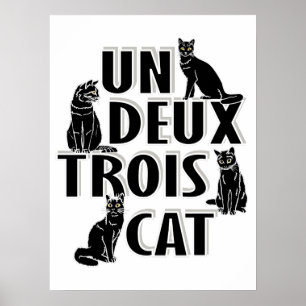 Un Deux Trois Cat フランスの - Pun ポスター
