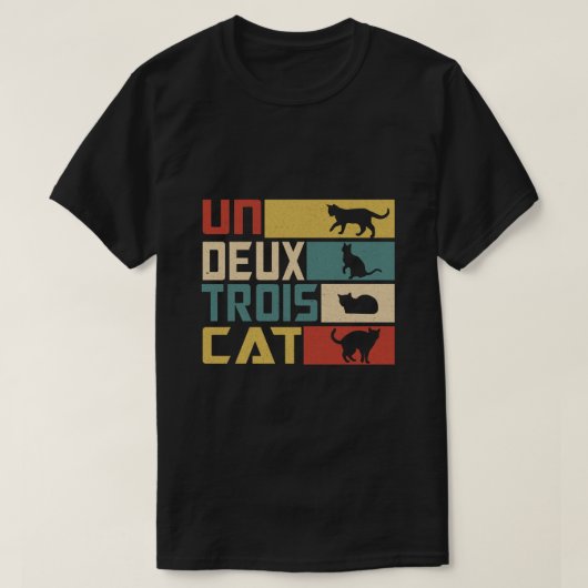 Un Deux Trois Cat – プおもしろいンフランスのキャットおもしろい・ロー Tシャツ (デザイン正面)