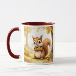Un écureuil et sa noisette prête à être dégustée. マグカップ