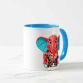 Un éléphanteau rigolo et ses amis singes. マグカップ (正面右)