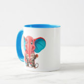 Un éléphanteau rigolo et ses amis singes. マグカップ (正面左)