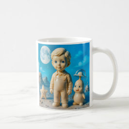 Un enfant explorateur et son ami extraterrestre コーヒーマグカップ