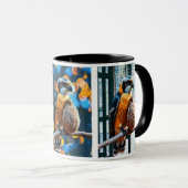 Un faucon descendant des rapaces fixe l'horizon. マグカップ (正面右)