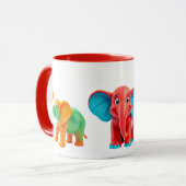 Un festivale d'éléphant colorés super mignons. マグカップ (正面左)