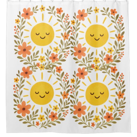 un & Floral Frame Shower Curtain シャワーカーテン (正面)
