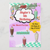 Un-Four-Gettable, Milkshake Retro 4th Birthday 招待状 (正面)