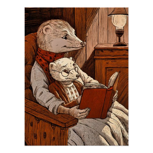 Un furet lisant un libre a un jeune furet  ポスター (正面)