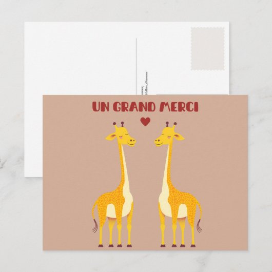Un grand merci - giraffe ポストカード (正面/裏面)