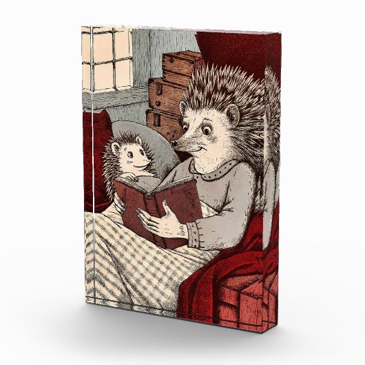 Un hérisson dans une couverture lisant un livre à  フォトブロック (右)