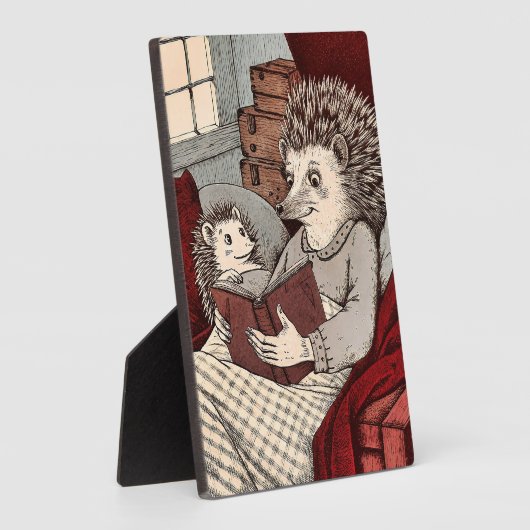 Un hérisson dans une couverture lisant un livre à  フォトプラーク (側面)