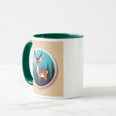 Un jeune cerf observe la nature devant la forêt. マグカップ (正面左)