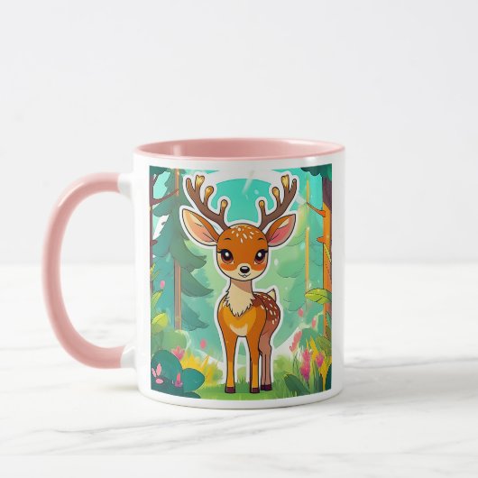 Un jeune cerf tout mignon te regarde. マグカップ (左)