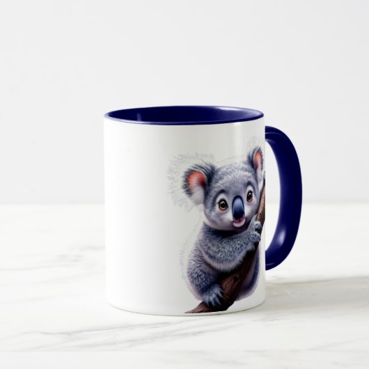 Un koala mignon accroché à une branche. マグカップ (正面右)