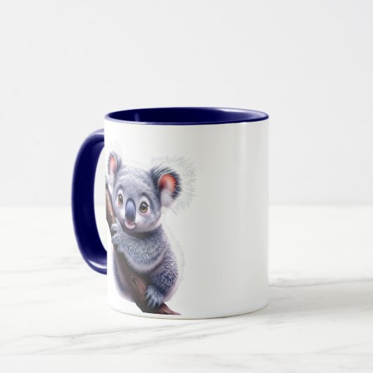Un koala mignon accroché à une branche. マグカップ (正面左)