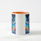 Un lion impressionnant qui rugit. マグカップ (中央)