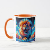 Un lion impressionnant qui rugit. マグカップ (左)