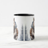 Un loup traverse la plaine enneigée. マグカップ (中央)